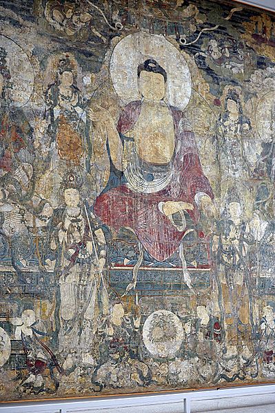 Datei:Paradise of Bhaisajyaguru Buddha wall mural in the Met museum-s.jpg