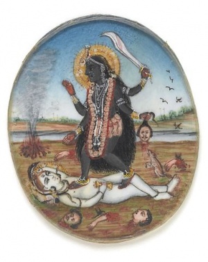 Goddess Kali dancing on Shiva. Wellcome L0043631.jpg